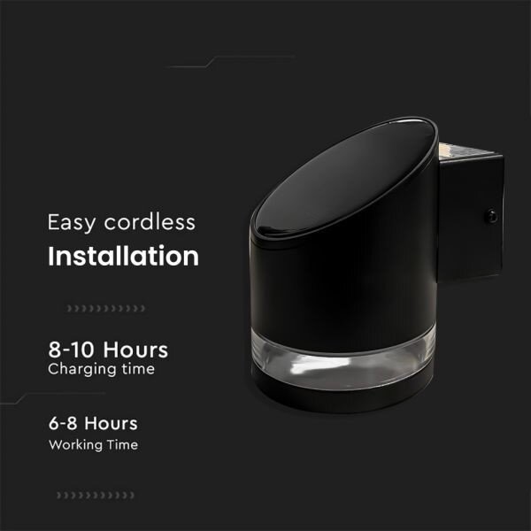 LED lampă solară de perete exterior 1W 3,7V 3000K IP54 1200mAh negru