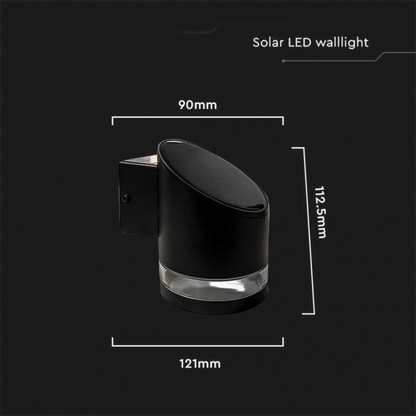 LED lampă solară de perete exterior 1W 3,7V 3000K IP54 1200mAh negru