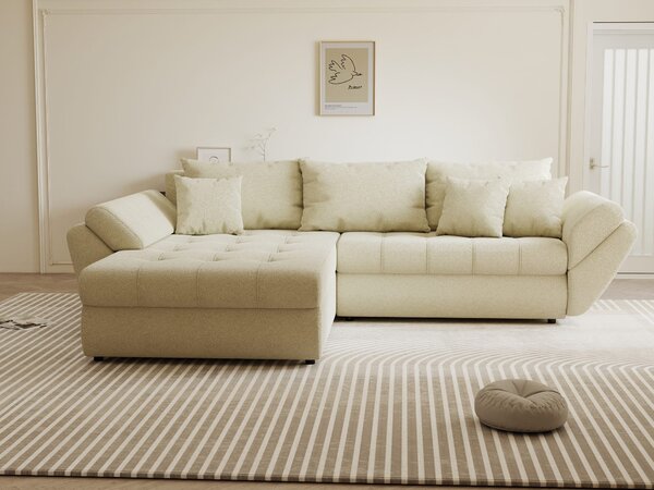 Colțar extensibil dumonde cu ladă de depozitare Loana Quelle Bej 270x185 cm