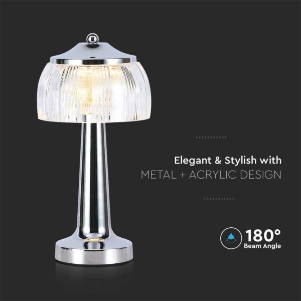Lampă LED dimabilă de masă LED/1W/5V 3000-6000K 1800 mAh crom