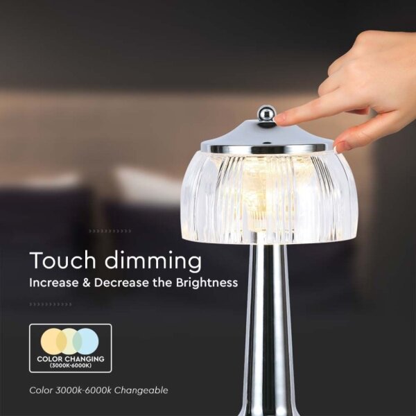 Lampă LED dimabilă de masă LED/1W/5V 3000-6000K 1800 mAh crom