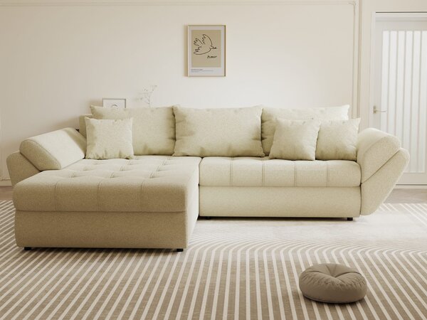 Colțar extensibil dumonde cu ladă de depozitare Loana Quelle Bej 270x185 cm