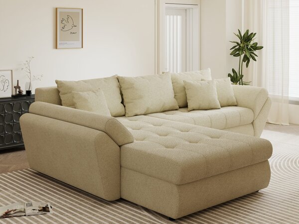 Colțar extensibil dumonde cu ladă de depozitare Loana Quelle Bej 270x185 cm