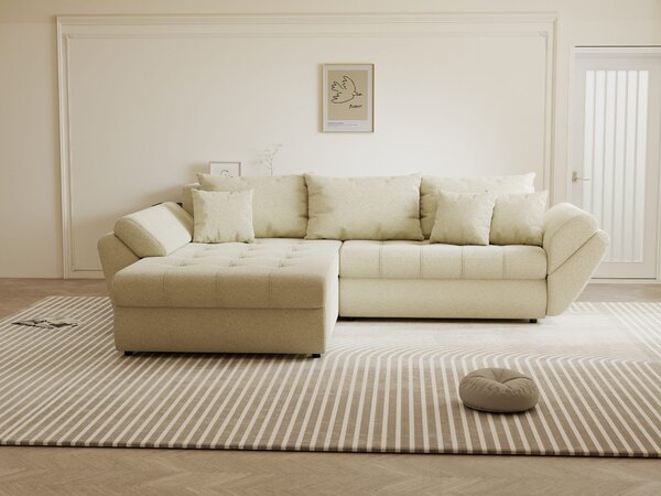 Colțar extensibil dumonde cu ladă de depozitare Loana Quelle Bej 270x185 cm