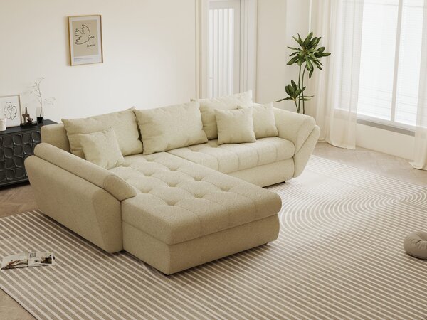 Colțar extensibil dumonde cu ladă de depozitare Loana Quelle Bej 270x185 cm