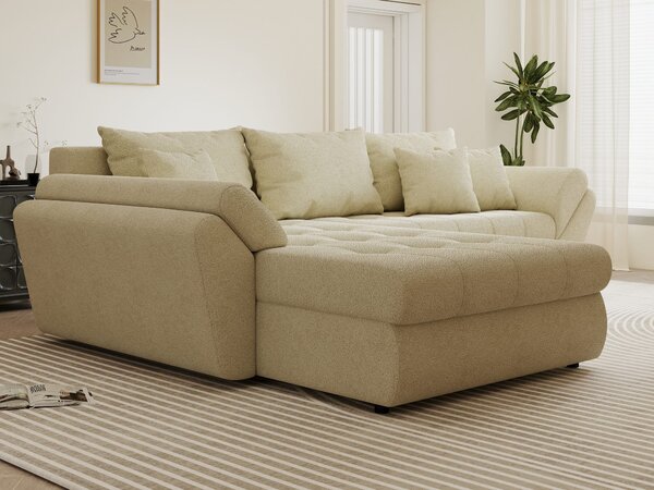 Colțar extensibil dumonde cu ladă de depozitare Loana Quelle Bej 270x185 cm