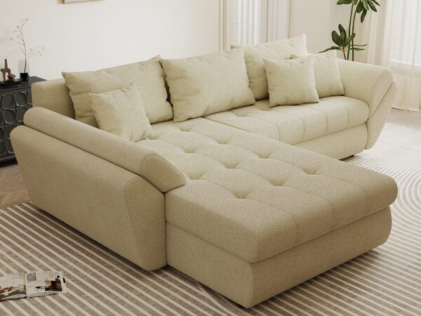 Colțar extensibil dumonde cu ladă de depozitare Loana Quelle Bej 270x185 cm