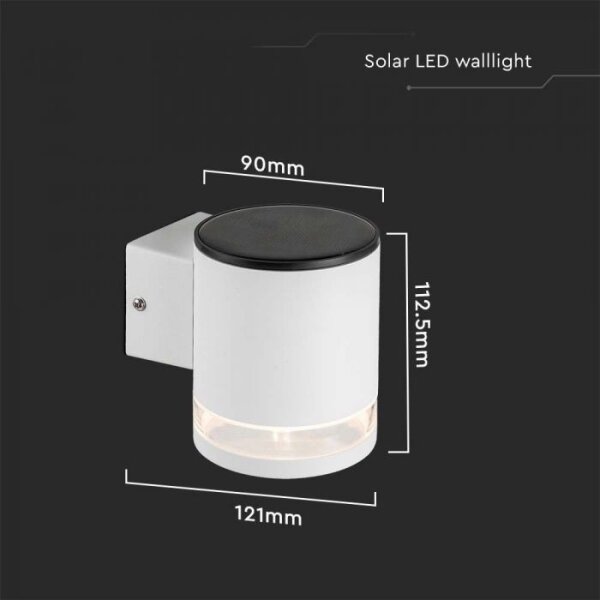 LED lampă solară de perete exterior 1W 3,7V 3000K IP54 1200mAh albă