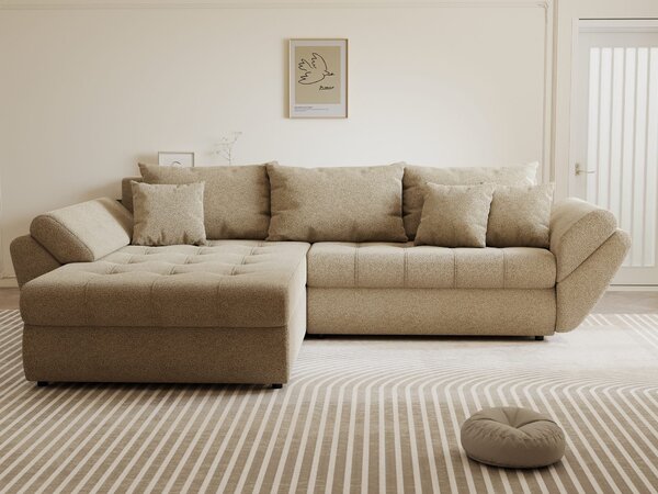 Colțar extensibil dumonde cu ladă de depozitare Loana Quelle Bej 270x185 cm