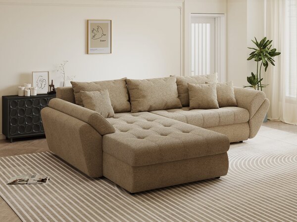 Colțar extensibil dumonde cu ladă de depozitare Loana Quelle Bej 270x185 cm