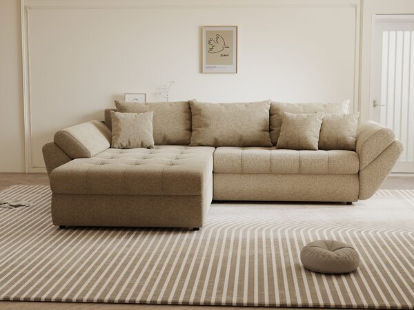 Colțar extensibil dumonde cu ladă de depozitare Loana Quelle Bej 270x185 cm