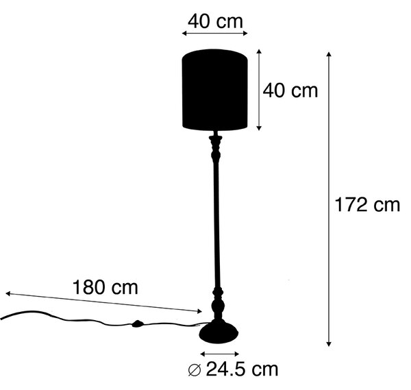 Lampă de podea neagră cu abajur roșu cu pene de păun 40 cm - Classico