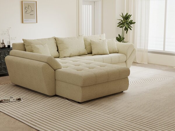 Colțar extensibil dumonde cu ladă de depozitare Loana Quelle Bej 270x185 cm