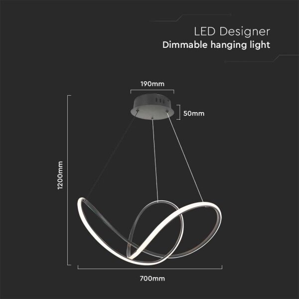 Lustră LED dimabilă pe cablu LED/50W/230V 3000K negru