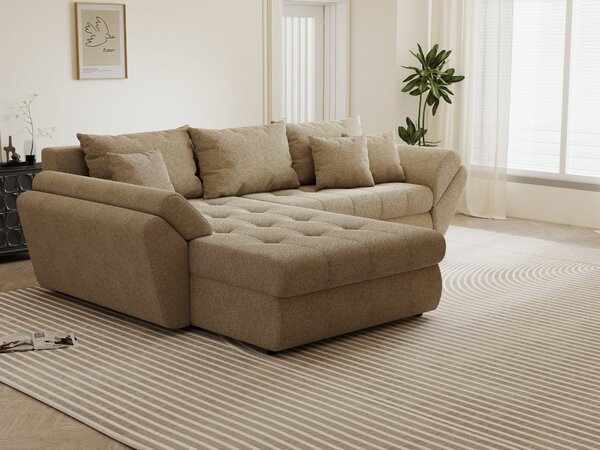 Colțar extensibil dumonde cu ladă de depozitare Loana Quelle Bej 270x185 cm