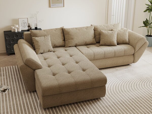 Colțar extensibil dumonde cu ladă de depozitare Loana Quelle Bej 270x185 cm