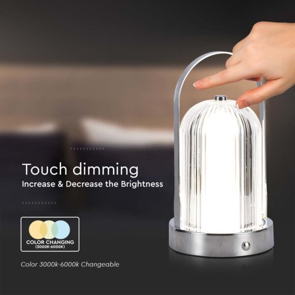 Lampă de birou LED reglabilă LED/1W/5V 3000-6000K 1800 mAh crom