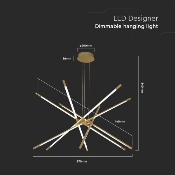 Lustră LED dimabilă pe cablu LED/50W/230V 3000K auriu