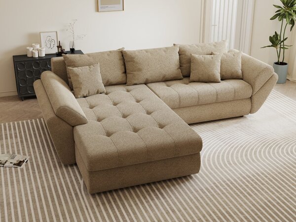 Colțar extensibil dumonde cu ladă de depozitare Loana Quelle Bej 270x185 cm