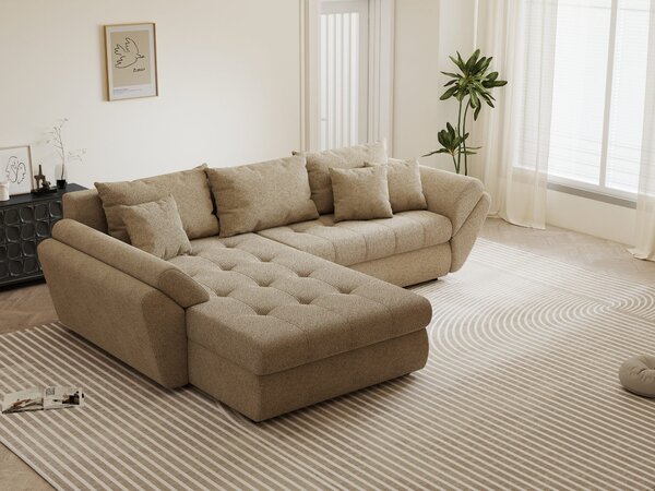 Colțar extensibil dumonde cu ladă de depozitare Loana Quelle Bej 270x185 cm
