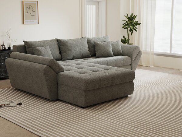 Colțar extensibil dumonde cu ladă de depozitare Loana Quelle Gri 270x185 cm