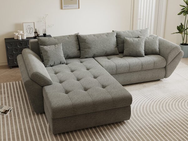 Colțar extensibil dumonde cu ladă de depozitare Loana Quelle Gri 270x185 cm