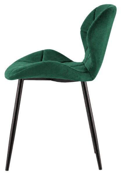 Scaun de masa MANGO VELVET cu picioare negre, verde inchis