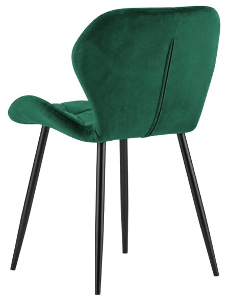 Scaun de masa MANGO VELVET cu picioare negre, verde inchis