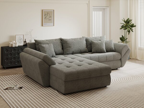 Colțar extensibil dumonde cu ladă de depozitare Loana Quelle Gri 270x185 cm