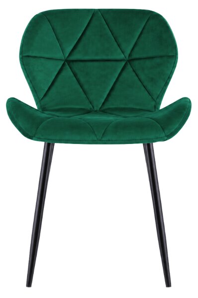 Scaun de masa MANGO VELVET cu picioare negre, verde inchis