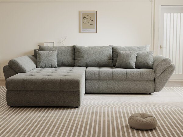 Colțar extensibil dumonde cu ladă de depozitare Loana Quelle Gri 270x185 cm