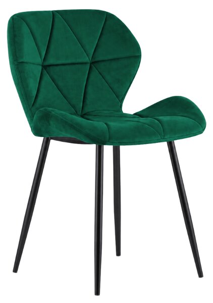 Scaun de masa MANGO VELVET cu picioare negre, verde inchis