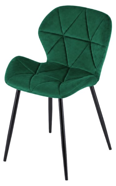 Scaun de masa MANGO VELVET cu picioare negre, verde inchis