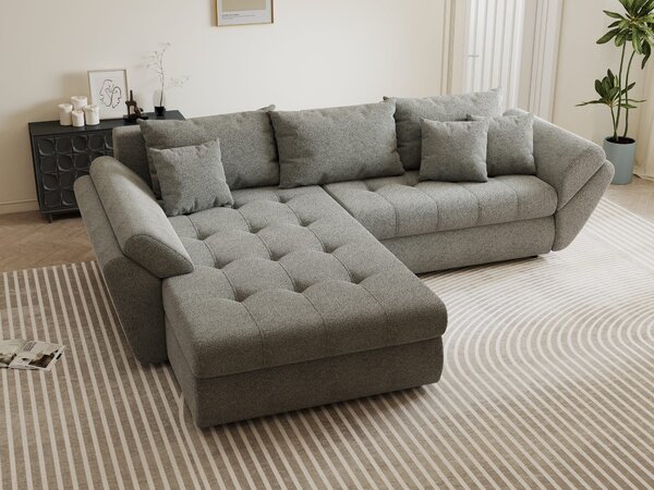 Colțar extensibil dumonde cu ladă de depozitare Loana Quelle Gri 270x185 cm