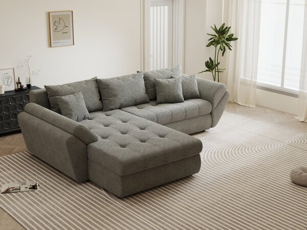 Colțar extensibil dumonde cu ladă de depozitare Loana Quelle Gri 270x185 cm