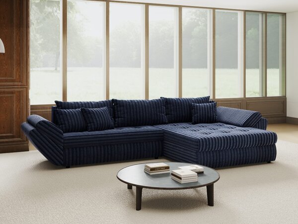 Colțar extensibil dumonde cu ladă de depozitare Loana Tilia Albastru II 270x185 cm