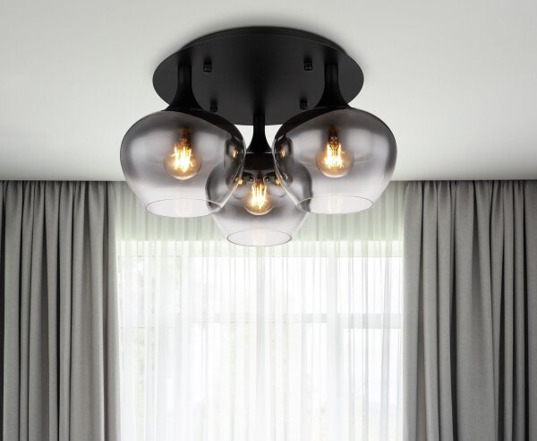 Lustră aplicată MAXY 3xE27/40W/230V negru Globo 15548-3D