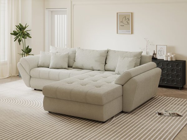 Colțar extensibil dumonde cu ladă de depozitare Loana Vibe Bej II 270x185 cm