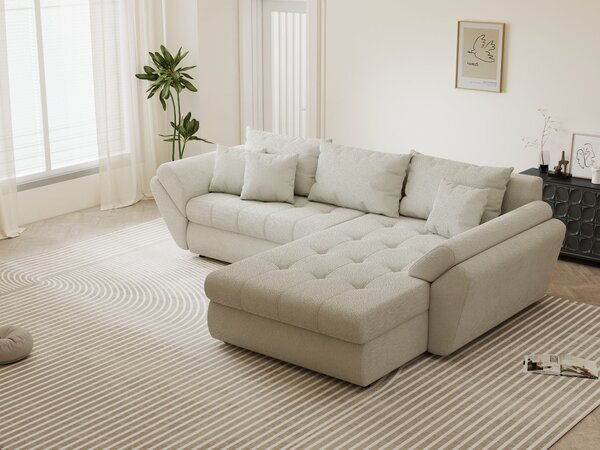 Colțar extensibil dumonde cu ladă de depozitare Loana Vibe Bej II 270x185 cm