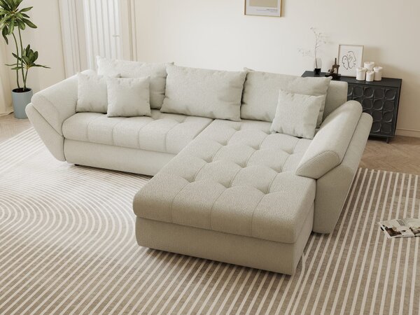 Colțar extensibil dumonde cu ladă de depozitare Loana Vibe Bej II 270x185 cm