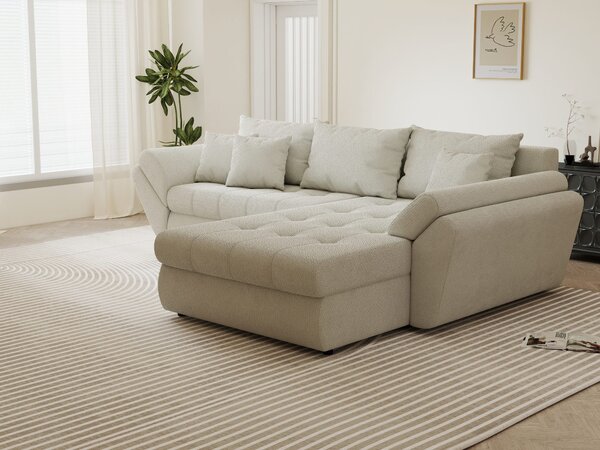 Colțar extensibil dumonde cu ladă de depozitare Loana Vibe Bej II 270x185 cm