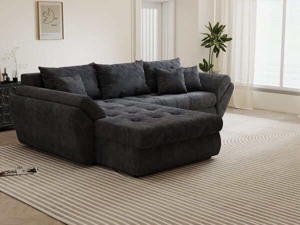 Colțar extensibil dumonde cu ladă de depozitare Loana Vibe Gri antracit 270x185 cm
