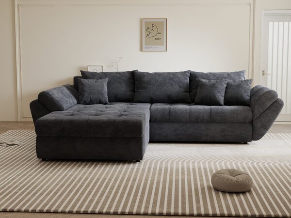 Colțar extensibil dumonde cu ladă de depozitare Loana Vibe Gri antracit 270x185 cm