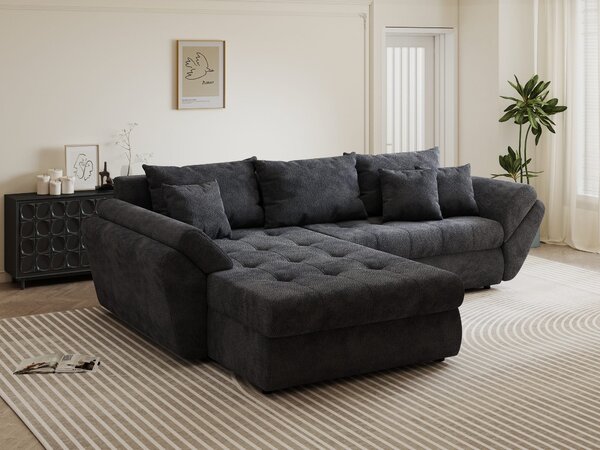 Colțar extensibil dumonde cu ladă de depozitare Loana Vibe Gri antracit 270x185 cm