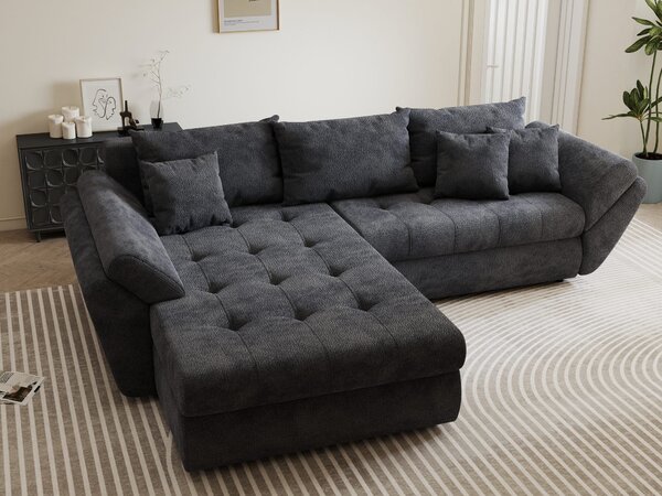 Colțar extensibil dumonde cu ladă de depozitare Loana Vibe Gri antracit 270x185 cm