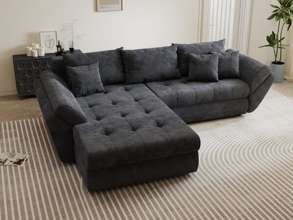 Colțar extensibil dumonde cu ladă de depozitare Loana Vibe Gri antracit 270x185 cm