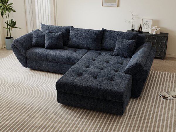 Colțar extensibil dumonde cu ladă de depozitare Loana Cremona Albastru II 270x185 cm