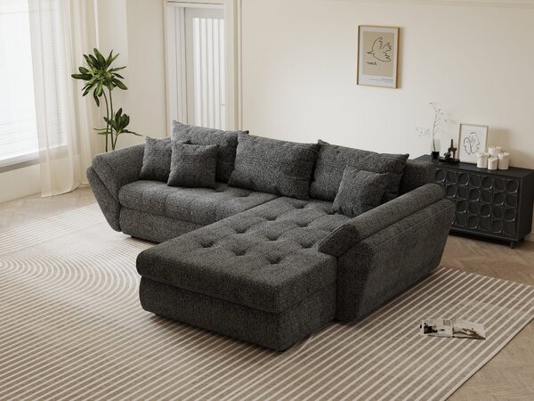 Colțar extensibil dumonde cu ladă de depozitare Loana Cremona Gri II 270x185 cm