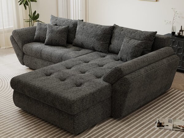 Colțar extensibil dumonde cu ladă de depozitare Loana Cremona Gri II 270x185 cm
