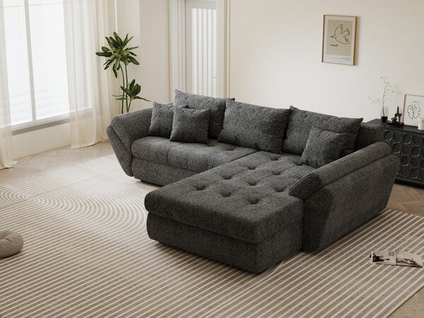 Colțar extensibil dumonde cu ladă de depozitare Loana Cremona Gri II 270x185 cm